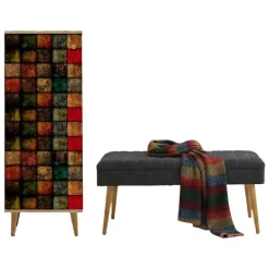 Mobili Da Ingresso|Ingresso > Dmora Mobile da Ingresso Marrone Quercia Nero Antracite 16 Paia Cassetti 50x38x135h cm, 7 Ripiani - Podgorica Nero Antracite, Marrone Quercia
