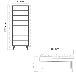 Mobili Da Ingresso|Ingresso > Dmora Mobile da Ingresso Marrone Quercia Nero Antracite 16 Paia Cassetti 50x38x135h cm, 7 Ripiani - Podgorica Nero Antracite, Marrone Quercia