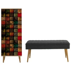 Mobili Da Ingresso|Ingresso > Dmora Mobile da Ingresso Marrone Quercia Nero Antracite 16 Paia Cassetti 50x38x135h cm, 7 Ripiani - Podgorica Nero Antracite, Marrone Quercia