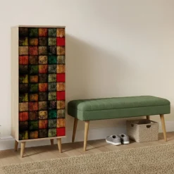 Mobile da Ingresso Marrone Quercia Verde 16 Paia Cassetti 50x38x135h cm, 7 Ripiani - Podgorica