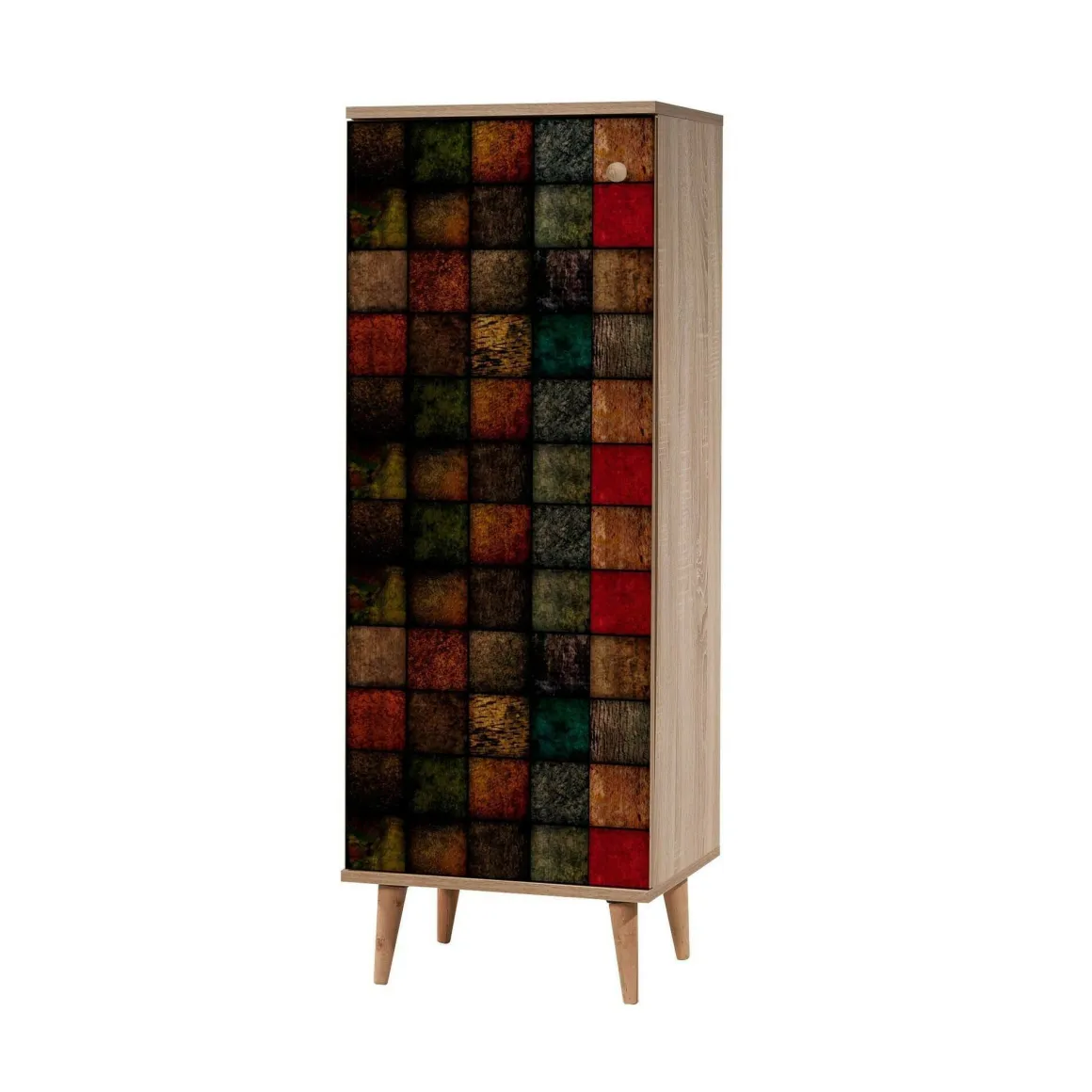 Mobile da Ingresso Marrone Quercia Verde 16 Paia Cassetti 50x38x135h cm, 7 Ripiani - Podgorica
