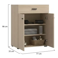 Mobili Da Ingresso > Dmora Mobile da Ingresso Marrone Rovere Grigio Specchio Incluso 4 Ripiani 100x29x191.5h cm, Appendiabiti - Tonengo Grigio, Marrone Rovere