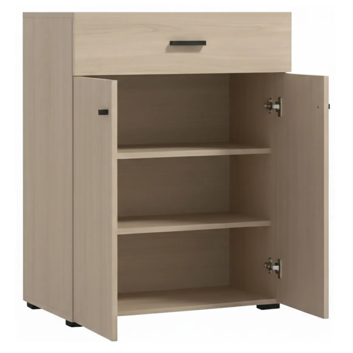 Mobile da Ingresso Marrone Rovere Chiaro Nero un Cassetto 2 Ripiani 77x35x98h cm, 2 Ante - Torrice