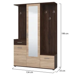 Mobili Da Ingresso > Dmora Mobile da Ingresso Marrone Rovere Marrone Rovere Specchio Incluso 2 Ripiani 105x30x85h cm, Modulabile - Gazzuolo Marrone Rovere, Marrone Rovere