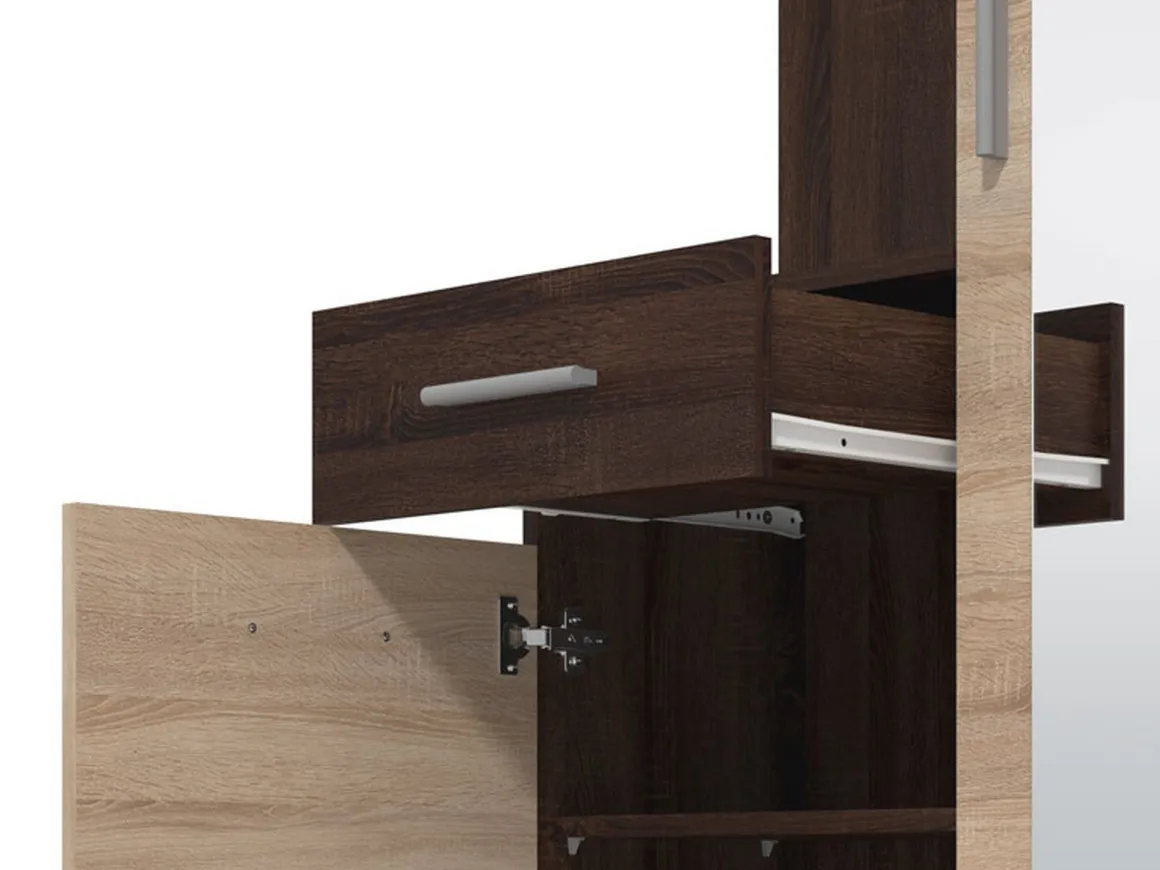 Mobili Da Ingresso > Dmora Mobile da Ingresso Marrone Rovere Marrone Rovere Specchio Incluso 2 Ripiani 105x30x85h cm, Modulabile - Gazzuolo Marrone Rovere, Marrone Rovere
