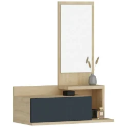 Mobili Da Ingresso > Dmora Mobile da Ingresso Marrone Rovere Nero Appendiabiti 2 Ripiani 113x35x49h cm, Apertura a Ribalta - Serina Nero, Marrone Rovere