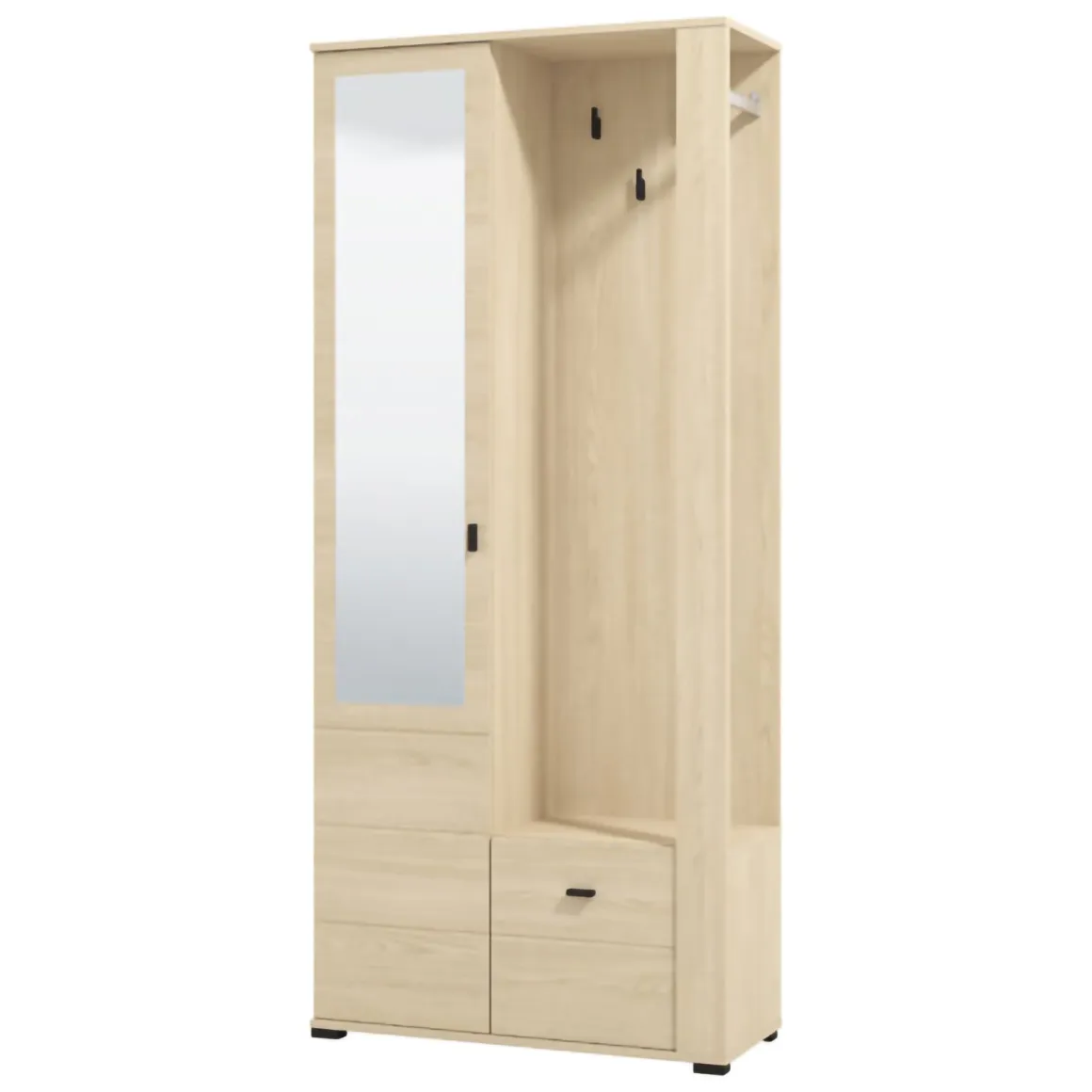 Mobili Da Ingresso > Dmora Mobile da Ingresso Marrone Rovere Nero Specchio Incluso Modulabile 100x30x76h cm, 2 Ripiani - Recale Nero, Marrone Rovere