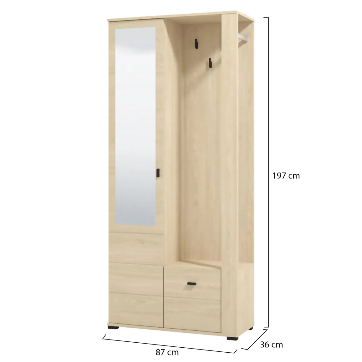 Mobili Da Ingresso > Dmora Mobile da Ingresso Marrone Rovere Nero Specchio Incluso Modulabile 100x30x76h cm, 2 Ripiani - Recale Nero, Marrone Rovere