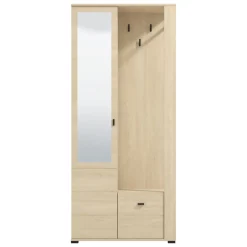 Mobili Da Ingresso > Dmora Mobile da Ingresso Marrone Rovere Nero Specchio Incluso Modulabile 100x30x76h cm, 2 Ripiani - Recale Nero, Marrone Rovere