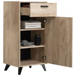 Mobili Da Ingresso > Dmora Mobile da Ingresso Marrone Rovere Nero un Ripiano 2 Ante 77x35x40.5h cm, 2 Vani - Druento Nero, Marrone Rovere