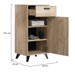 Mobili Da Ingresso > Dmora Mobile da Ingresso Marrone Rovere Nero un Ripiano 2 Ante 77x35x40.5h cm, 2 Vani - Druento Nero, Marrone Rovere