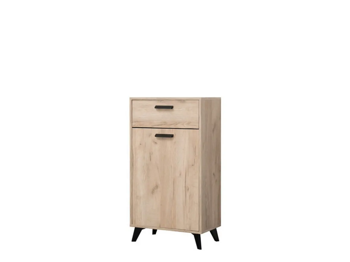 Mobili Da Ingresso > Dmora Mobile da Ingresso Marrone Rovere Nero un Ripiano 2 Ante 77x35x40.5h cm, 2 Vani - Druento Nero, Marrone Rovere