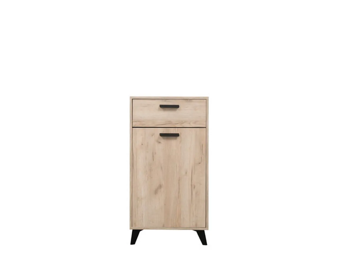 Mobili Da Ingresso > Dmora Mobile da Ingresso Marrone Rovere Nero un Ripiano 2 Ante 77x35x40.5h cm, 2 Vani - Druento Nero, Marrone Rovere