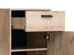 Mobili Da Ingresso > Dmora Mobile da Ingresso Marrone Rovere Nero un Ripiano 2 Ante 77x35x40.5h cm, 2 Vani - Druento Nero, Marrone Rovere