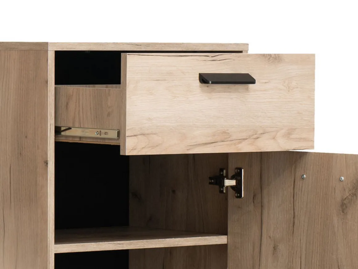 Mobili Da Ingresso > Dmora Mobile da Ingresso Marrone Rovere Nero un Ripiano 2 Ante 77x35x40.5h cm, 2 Vani - Druento Nero, Marrone Rovere