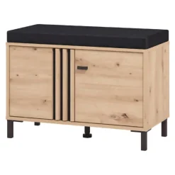 Mobili Da Ingresso > Dmora Mobile da Ingresso Marrone Rovere Nodi Grigio Scuro un Ripiano Apertura Battente 80x40x49h cm, 2 Ante - Pincara Grigio Scuro, Marrone Rovere Nodi