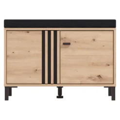 Mobili Da Ingresso > Dmora Mobile da Ingresso Marrone Rovere Nodi Grigio Scuro un Ripiano Apertura Battente 80x40x49h cm, 2 Ante - Pincara Grigio Scuro, Marrone Rovere Nodi