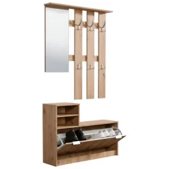 Mobili Da Ingresso > Dmora Mobile da Ingresso Marrone Rovere Nodi Nero Antracite 6 Paia 7 Ripiani 74x33x183h cm, Appendiabiti - Formigaro Nero Antracite, Marrone Rovere Nodi