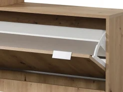 Mobili Da Ingresso > Dmora Mobile da Ingresso Marrone Rovere Nodi Nero Antracite 6 Paia 7 Ripiani 74x33x183h cm, Appendiabiti - Formigaro Nero Antracite, Marrone Rovere Nodi
