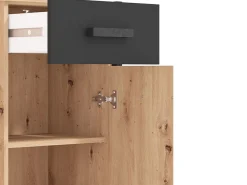 Mobile da Ingresso Marrone Rovere Nodi Nero Specchio Incluso un Cassetto 94.5x33.5x191h cm, 5 Ripiani - Corbetta