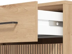 Mobile da Ingresso Marrone Rovere Nodi Nero un Cassetto 2 Ripiani 54.5x40x101.5h cm, Un'anta - Pincara