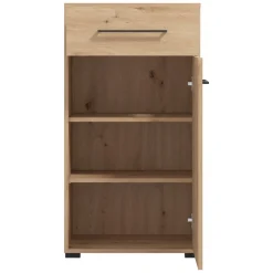 Mobile da Ingresso Marrone Rovere Nodi Nero un Cassetto 2 Ripiani 54.5x40x101.5h cm, Un'anta - Pincara