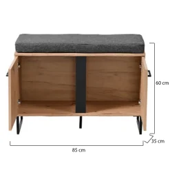 Mobile da Ingresso Marrone Rovere Nodi Nero un Ripiano 2 Ante 84.5x35x59.5h cm, 2 Vani - Roascio