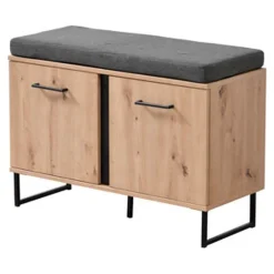 Mobile da Ingresso Marrone Rovere Nodi Nero un Ripiano 2 Ante 84.5x35x59.5h cm, 2 Vani - Roascio