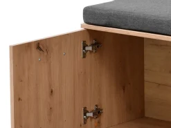 Mobile da Ingresso Marrone Rovere Nodi Nero un Ripiano 2 Ante 84.5x35x59.5h cm, 2 Vani - Roascio
