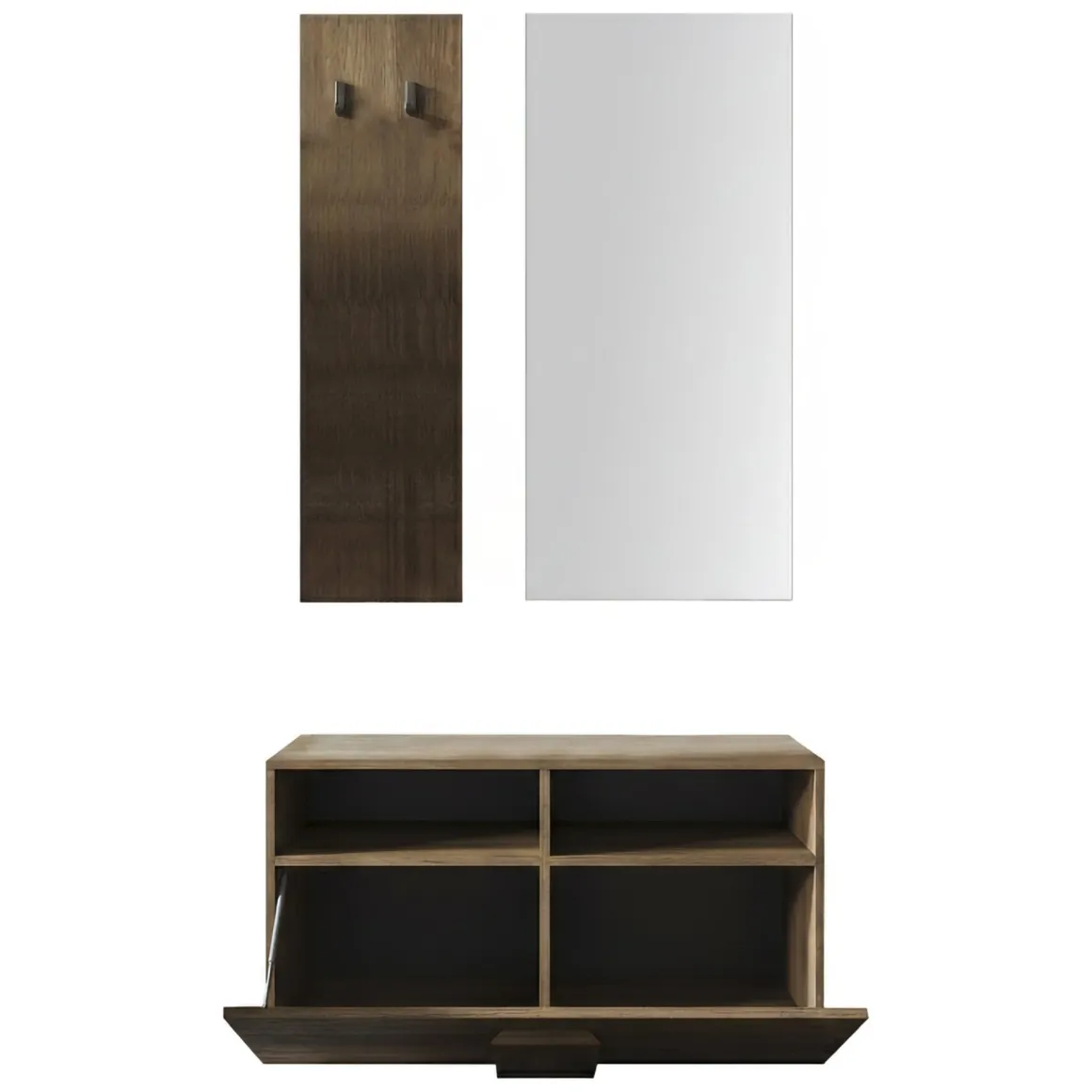 Mobili Da Ingresso > Dmora Mobile da Ingresso Specchio Incluso un Ripiano 82x30x15h cm, Modulabile - Cremano Marrone Rovere