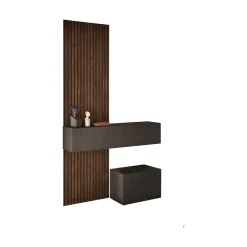 Mobile da Ingresso Marrone Scuro Marrone Quercia 2 Paia Cassetti 138x35x241h cm, Ripiani Made in Italy - Liscate