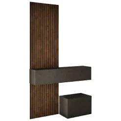 Mobile da Ingresso Marrone Scuro Marrone Quercia 2 Paia Cassetti 138x35x241h cm, Ripiani Made in Italy - Liscate