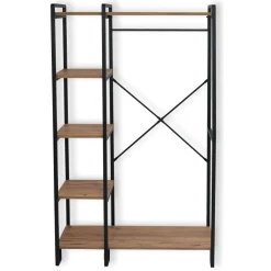 Mobile da Ingresso Nero Marrone Rovere 5 Ripiani Appendiabiti 34x163x90h cm, con Scarpiera - Casarile