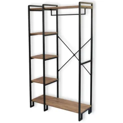 Mobile da Ingresso Nero Marrone Rovere 5 Ripiani Appendiabiti 34x163x90h cm, con Scarpiera - Casarile