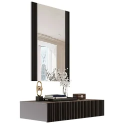 Consolle > Dmora Mobile da Ingresso Specchio Incluso Paia 80x42x97h cm, un Cassetto - Premolo Nero