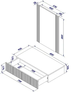 Consolle > Dmora Mobile da Ingresso Specchio Incluso Paia 80x42x97h cm, un Cassetto - Premolo Nero
