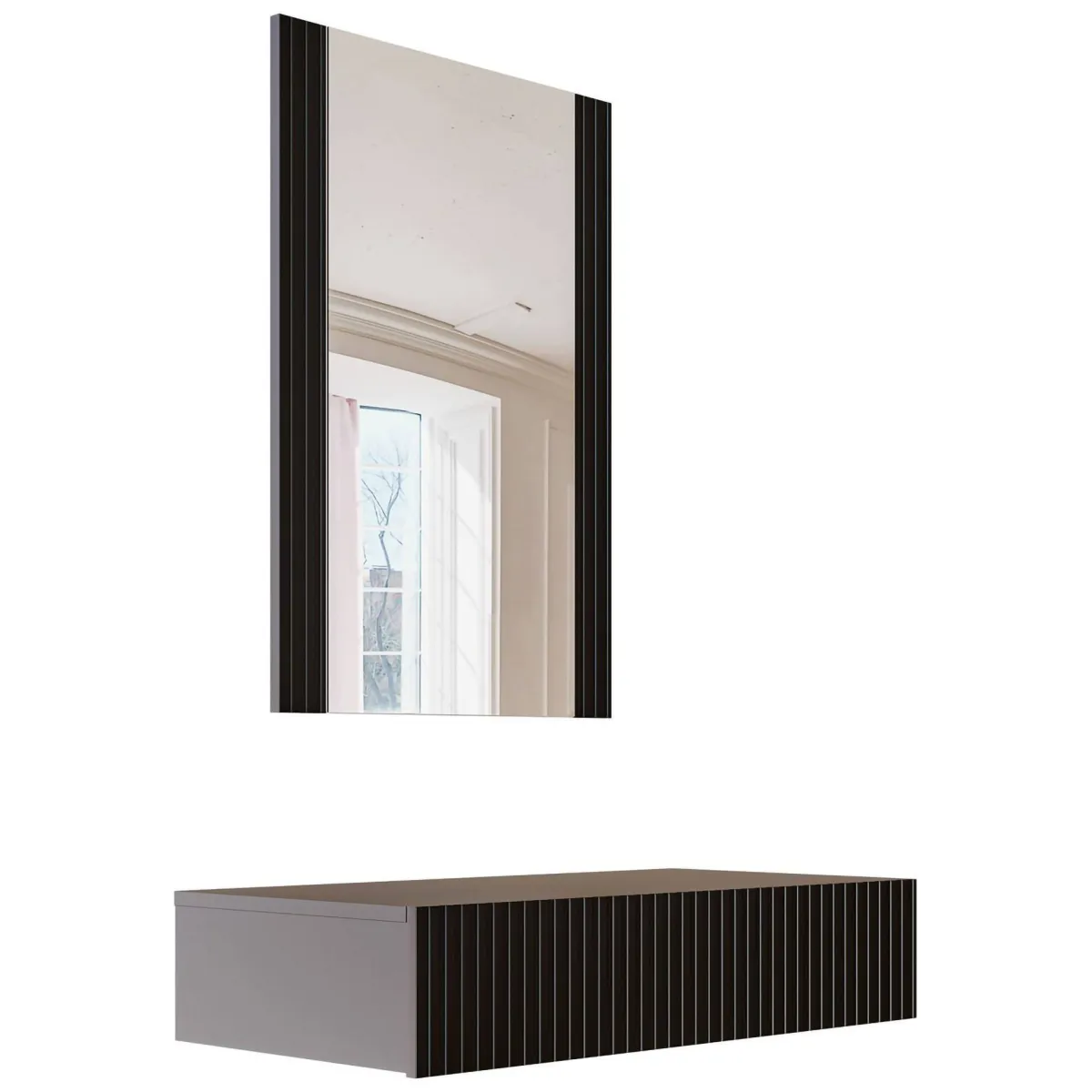 Consolle > Dmora Mobile da Ingresso Specchio Incluso Paia 80x42x97h cm, un Cassetto - Premolo Nero