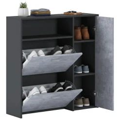 Mobili Da Ingresso > Dmora Mobile da ingresso Scultore, 92x27h94 cm, Antracite e Cemento Grigio Cemento, Nero Antracite