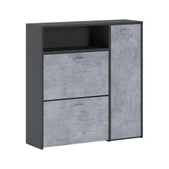 Mobili Da Ingresso > Dmora Mobile da ingresso Scultore, 92x27h94 cm, Antracite e Cemento Grigio Cemento, Nero Antracite