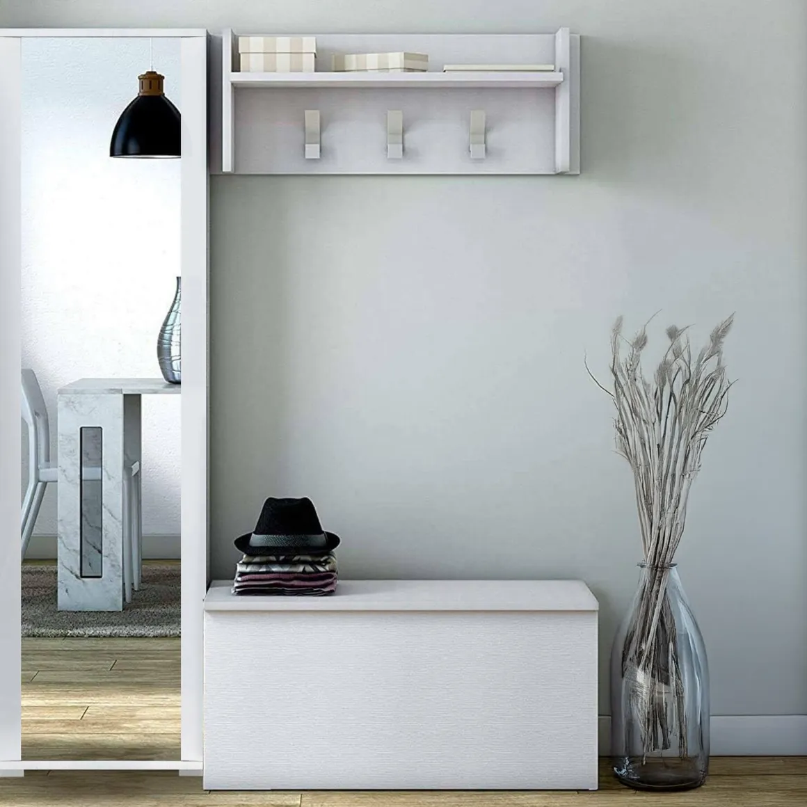 Mobile da ingresso sospeso 2 ante bianco 90x45h cm - Tanzanite