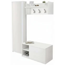 Mobili Da Ingresso|Ingresso > Dmora Mobile da ingresso sospeso 2 ante bianco e cemento 90x45h cm - Tanzanite Grigio, Bianco Cemento