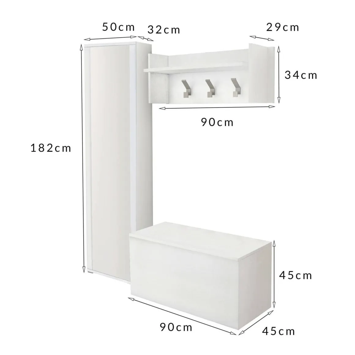 Mobile da ingresso sospeso 2 ante bianco 90x45h cm - Tanzanite