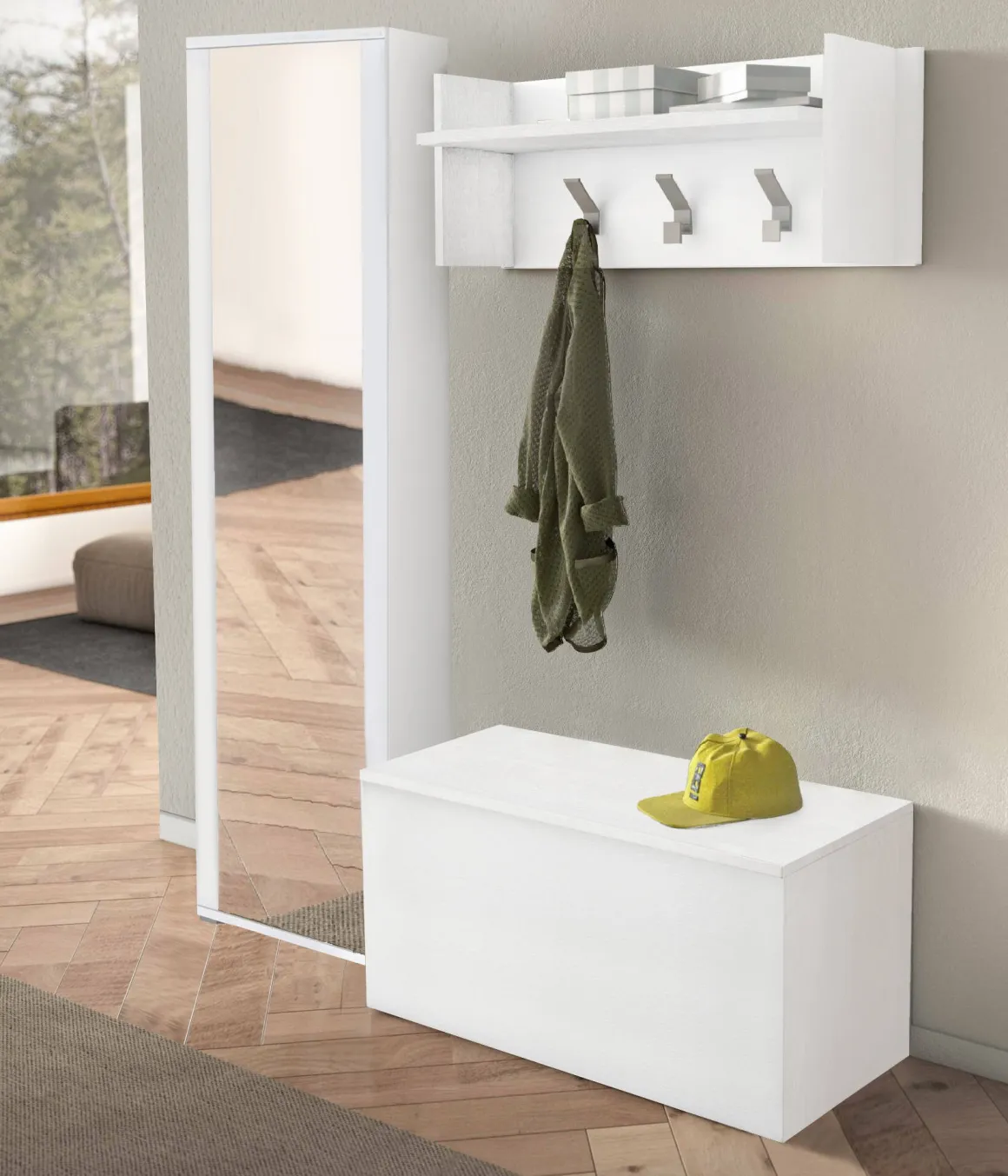 Mobile da ingresso sospeso 2 ante bianco 90x45h cm - Tanzanite