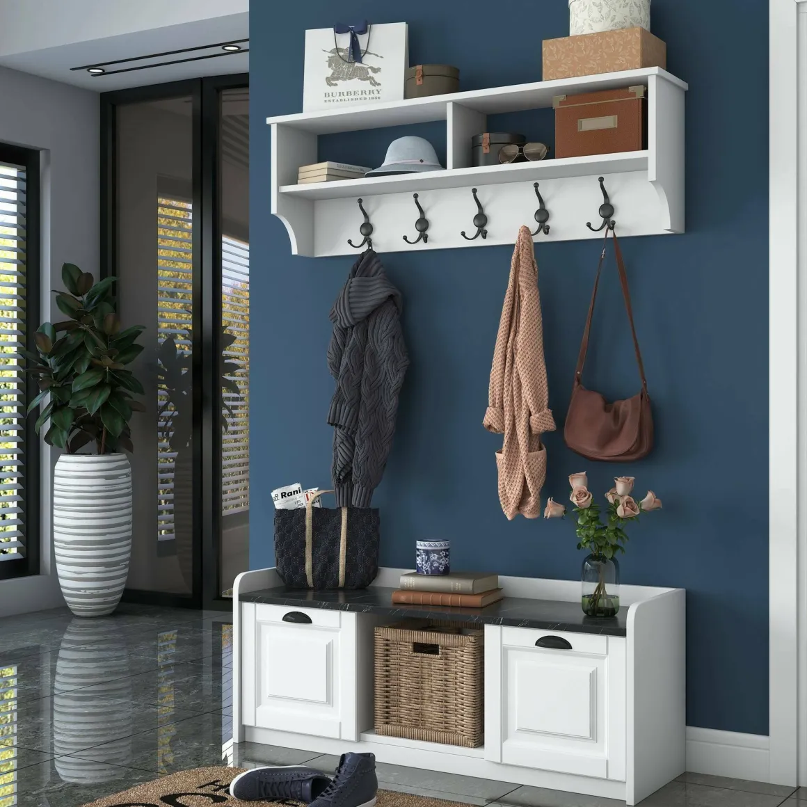 Mobile da ingresso sospeso 2 ante bianco e grigio 120x37h cm - Frank