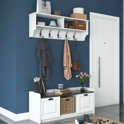 Mobile da ingresso sospeso 2 ante bianco e grigio 120x37h cm - Frank