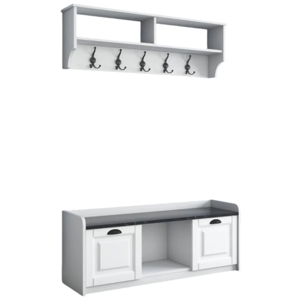 Mobile da ingresso sospeso 2 ante bianco e grigio 120x37h cm - Frank
