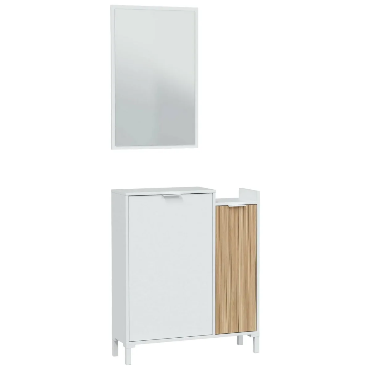 Mobili Da Ingresso|Ingresso > Dmora Mobile da ingresso sospeso 2 ante bianco e rovere 77x91h cm - Alambicco Marrone, Bianco Rovere
