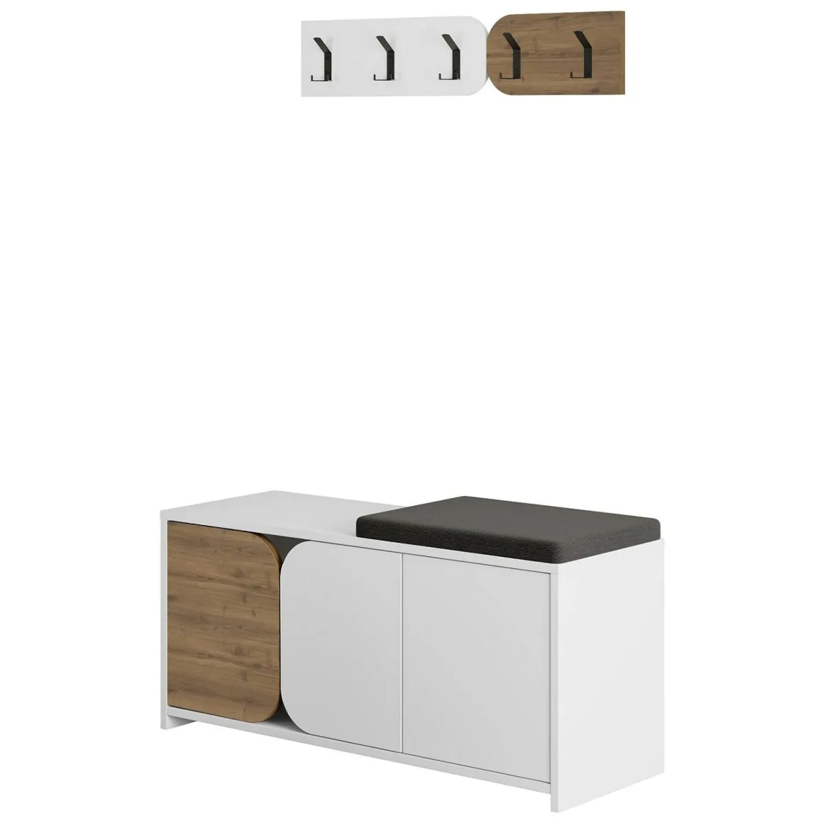 Mobile da ingresso sospeso 3 ante quercia e bianco 104x52h cm - Riga