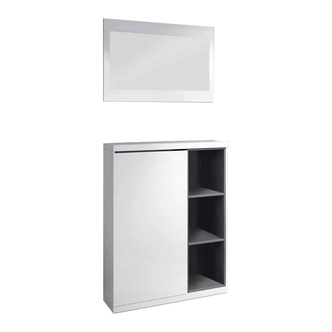 Mobile da ingresso sospeso bianco e grigio cenere 79x108h cm - Volturno