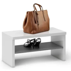 Mobile da ingresso sospeso bianco lucido e antracite 80x40h cm - Trivia